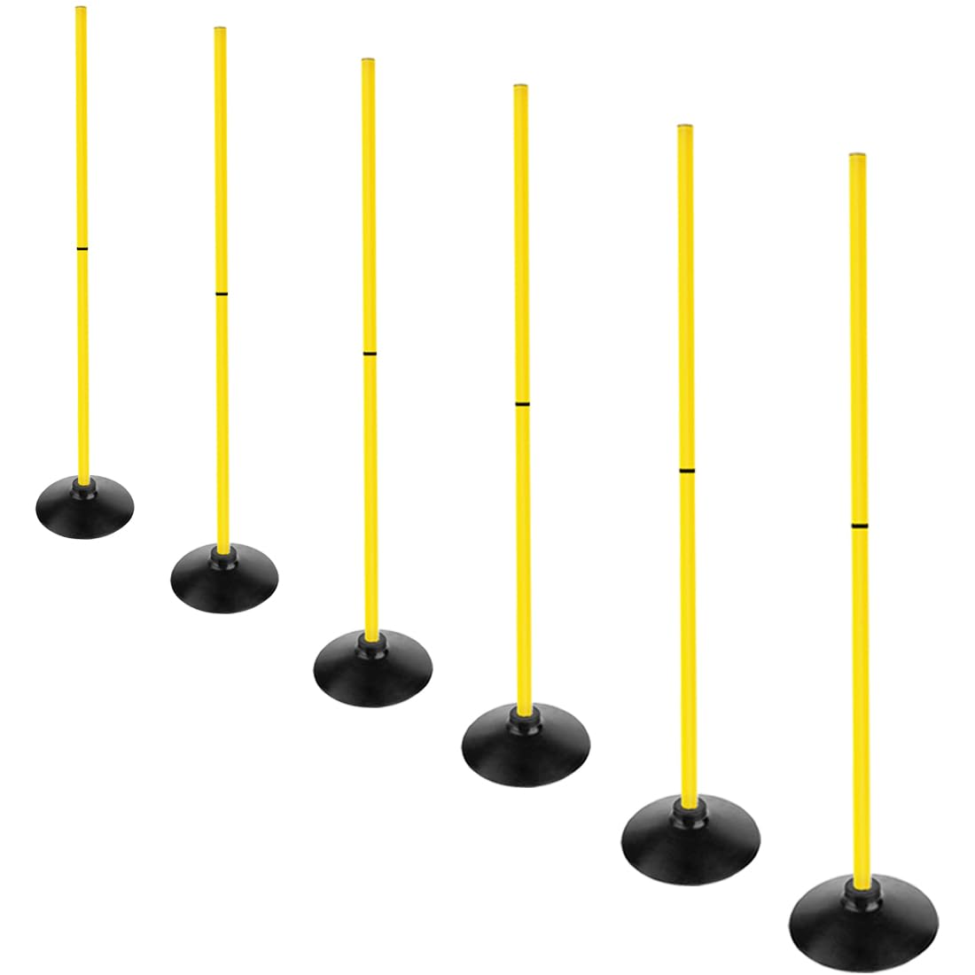ASENVER Soccer Agility Poles Set Detachable Sports Trainning Speed Pole Slalom Poles with Rubber Base Sport Traning Equipment (4.9 FT, Pack of 6)
