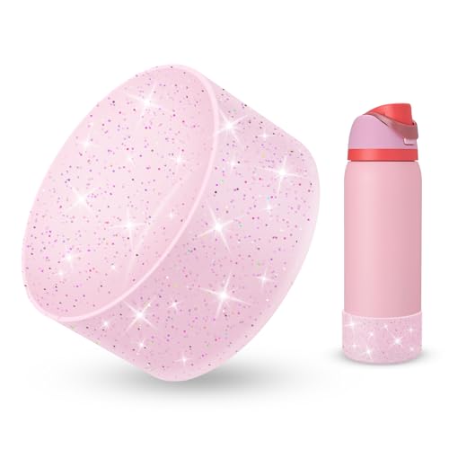 BKBY Glitter Silicone Bottle Boot for Owala 32oz Water Bottle - Pale Pink Translucent