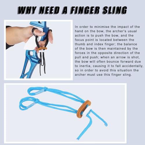 Adjustable Archery Finger Sling - Black Recurve Bow Accessory