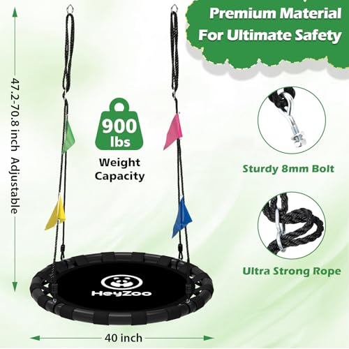 HeyZoo Saucer Swing 40 In. with 360° Swivel, 900lb Capacity - Black