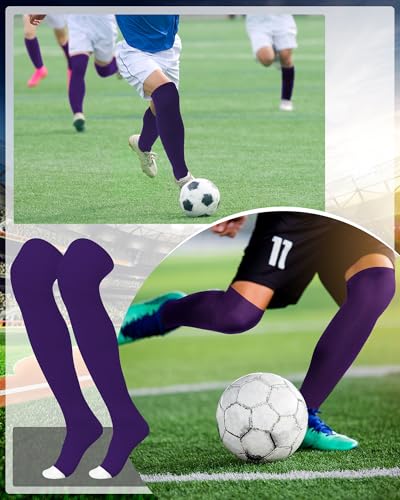 High Football Socks - Large Size, Purple and White