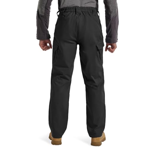 Hiwise Men's Water-Resistant Ripstop Tactical Cargo Pants 34W x 32L Black