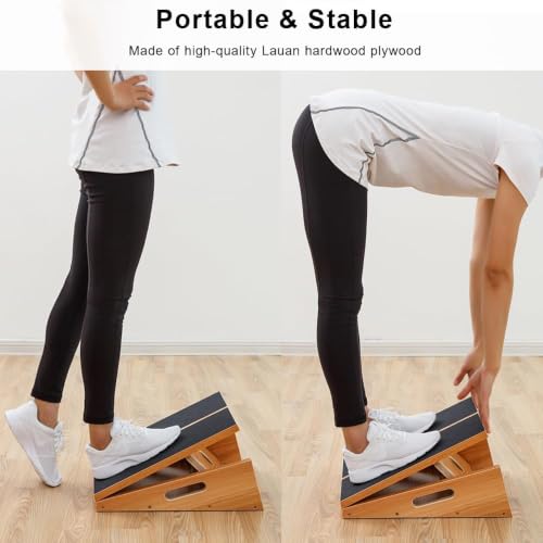 Extra-Large Wooden Slant Board - 5 Adjustable Angles for Stretching