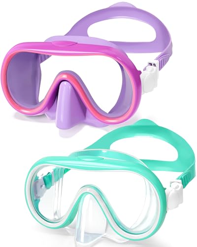 Seago Kids Swim Goggles with Nose Cover - Purple & Green, 6-14 Years