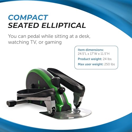 Compact Elliptical Strider Machine - Under Desk Exercise - Black/Green