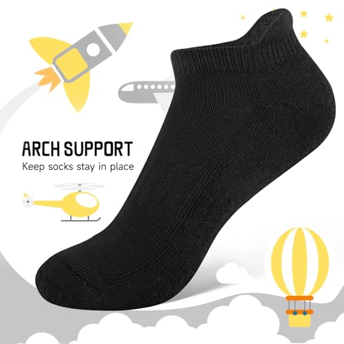 Comfoex Kids Ankle Socks 16 Pairs for Boys & Girls, Athletic Cushioned Low Cut Socks, 4-10 Years Old, 4 Color Variations