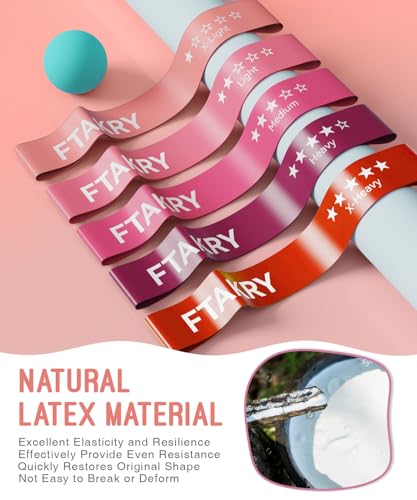Natural Latex Resistance Bands Set - 5 Levels for Home Fitness - Pink