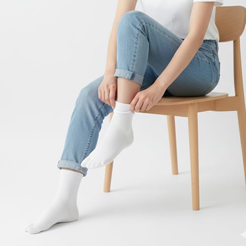 Tabi Split Toe Socks - 3 Pairs Cotton Flip Flop Socks - White