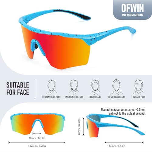 Kids Polarized Sports Sunglasses for Baseball Cycling - Blue/Red Mirror