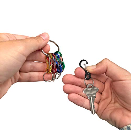 Small C-Shape Carabiner Keychain Clips Set - 5 Colors, 1 Pack