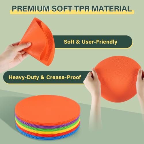 9 Inch Non-Slip Poly Spot Markers - 24 Pcs Agility Dots for Gym & Dance