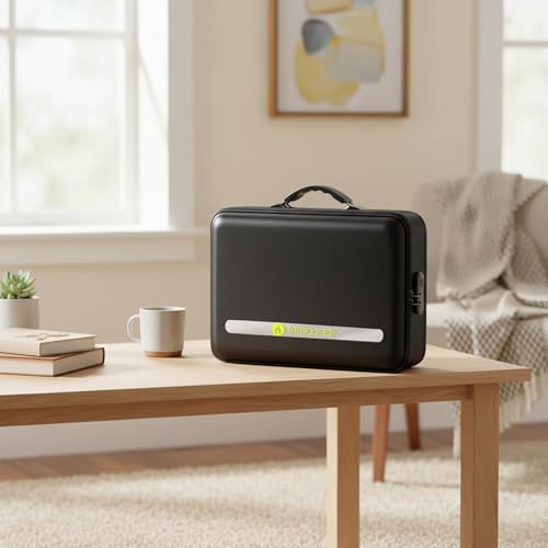 DEEGO Fireproof Document Box Hard Case, Waterproof Fire Proof Safe for Home Documents with Removable Accordian File Folder, Fireproof Lock Box Protect Laptop, Certificates, Passport, Cards for Office