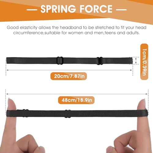 Elastic Sport Headbands - 4 Black Non-Slip Running Sweat Bands