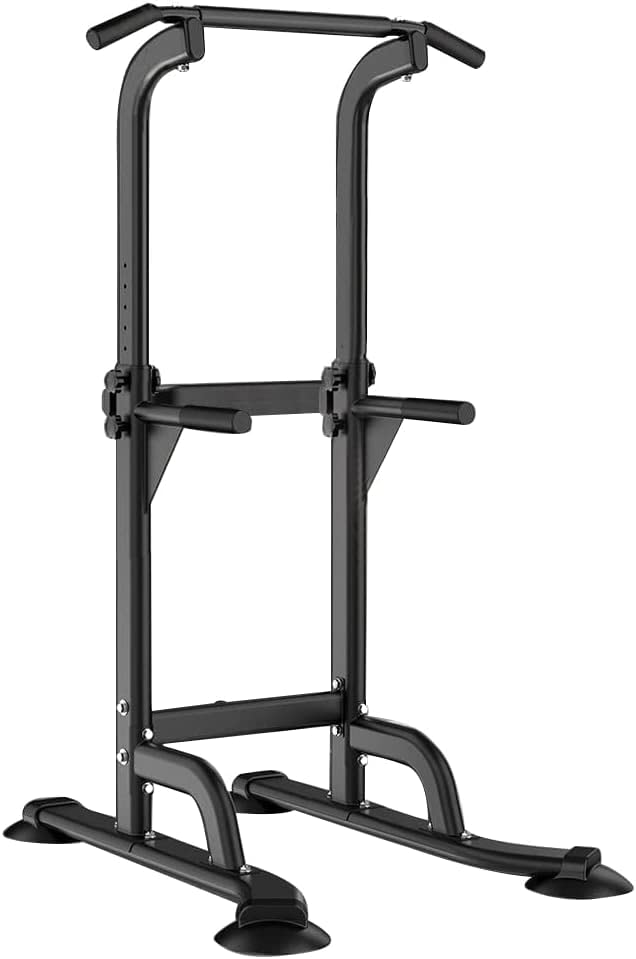 Height Adjustable Power Tower Pull Up Bar - Black, 330LB Capacity