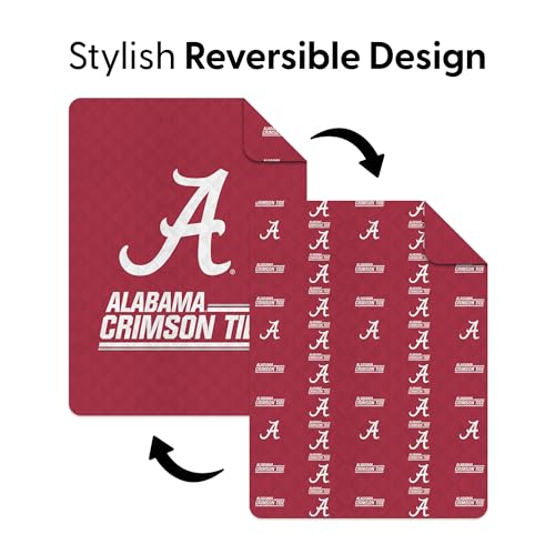 Alabama Crimson Tide NCAA Quilted Throw Blanket Set 60 x 80 in - Official Fan Decor