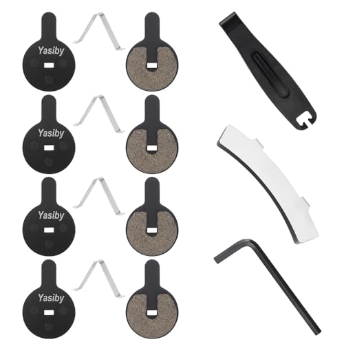 Yasiby Bike Brake Pads 4 Pairs Semi-Metallic & Organic for Kugoo G2 Pro, Bolids, Novela – Includes Installation Tools