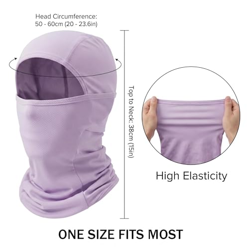 Cooling Breathable Full Face Mask - Summer UV Protection - Light Purple