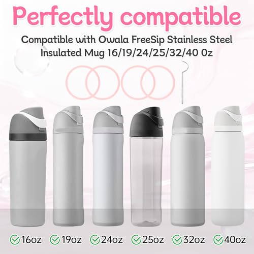 4-Pack Pink O Ring Gaskets for Owala FreeSip Water Bottles