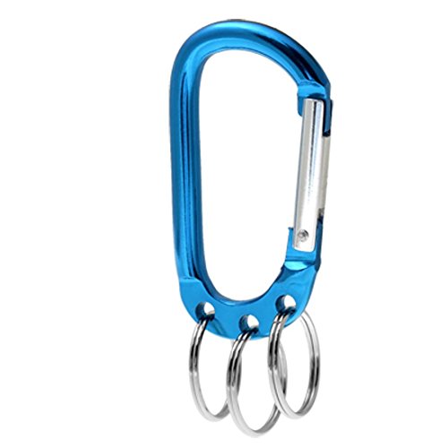 Aluminum D-Shaped Carabiner Hook with Keychain Clip - Light Blue