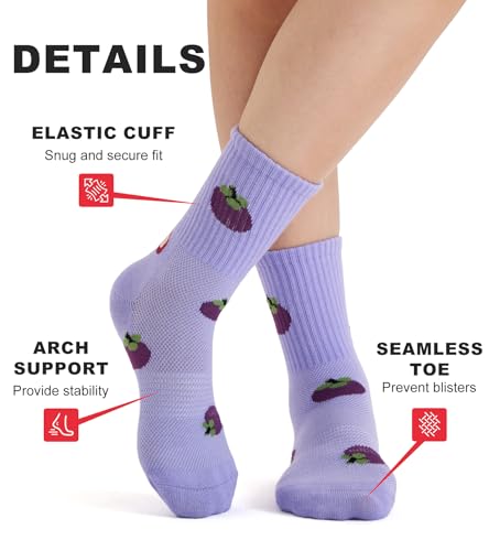 Dorobios Fruita Cotton Grip Pilates Socks for Women - Non-Slip Yoga & Workout Socks