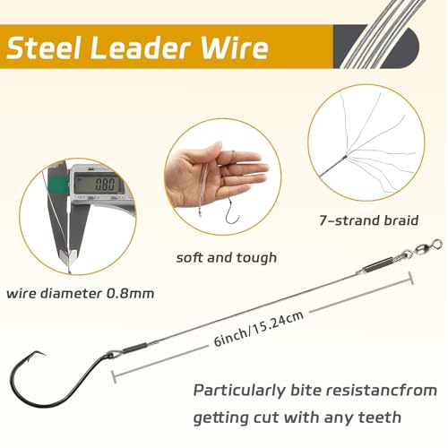 Circle Hook Rigs with Stainless Steel Leader - 25 Pack 2/0
