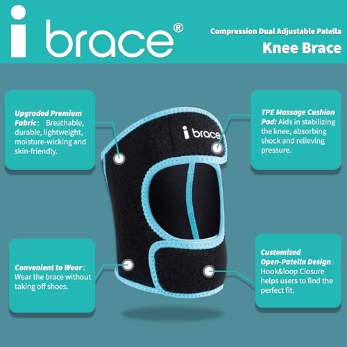 i BRACE Large Adjustable Knee Brace for Pain Relief, Tendon Support & Stability