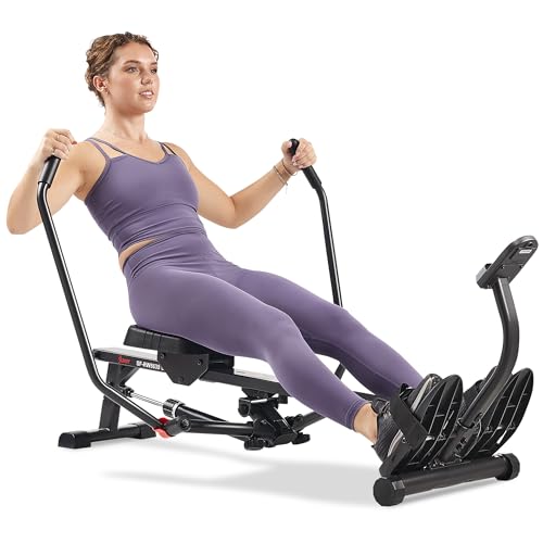 Smart Full Motion Rower - 12 Resistance Levels, 400 LB Capacity - Dark Gray