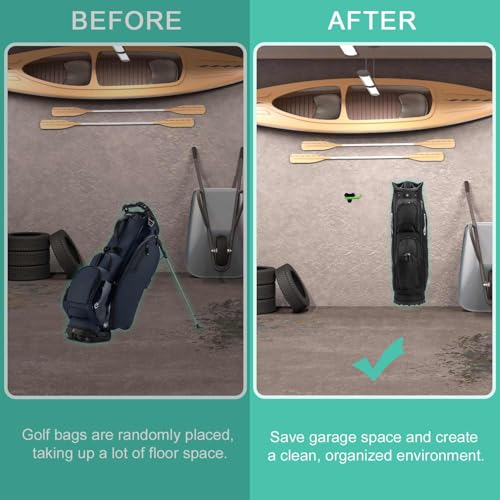 FEYRUN Wall Mounted Golf Bag Hook Black – Dual Bag Holder