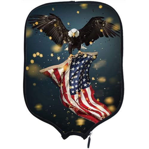 Personalized Pickleball Paddle Cover - American Flag Design