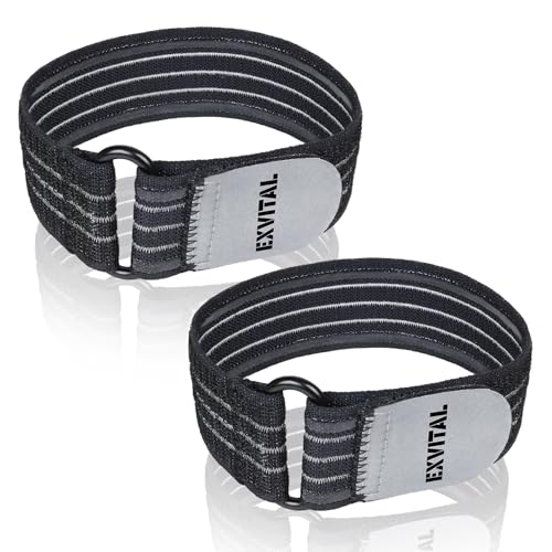 Adjustable Elastic Ankle Straps - High Visibility Reflective - Black, 2pcs
