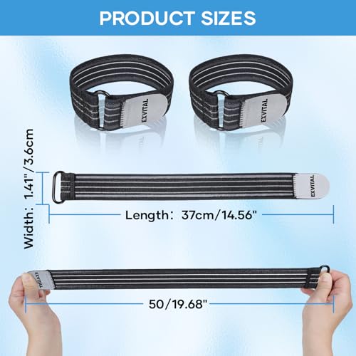 Adjustable Elastic Ankle Straps - High Visibility Reflective - Black, 2pcs