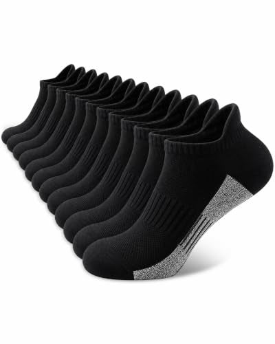 Womens Cotton Ankle Socks - 6 Pairs Athletic Running Socks - Black