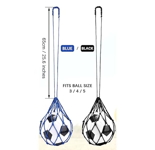 Football Storage Bags - 2 Pcs Black & Blue Net Drawstring