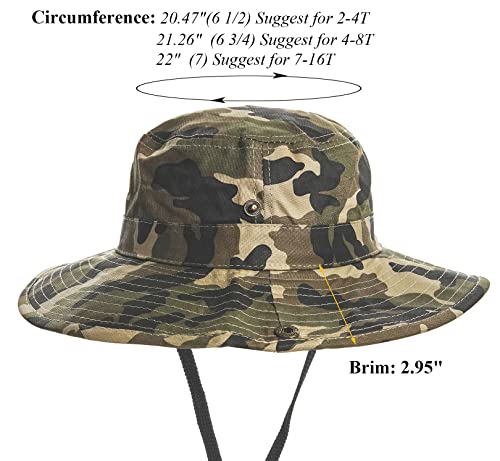 Boys' Camo Bucket Hat - Lightweight Sun Protection, 7-14 Years