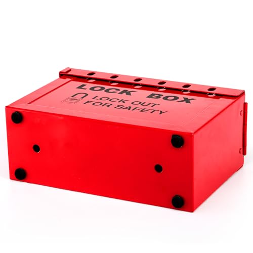 WUWEOT Group Lock Box, Red Portable Lockout Tagout Box Loto Box, Group Safety Lock Box, Padlock Box with 12 Locking Holes for Loto Procedures