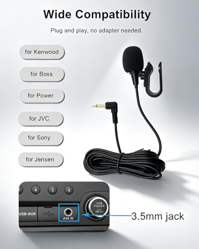 3.5mm Car Microphone with Noise Reduction for Stereo Systems