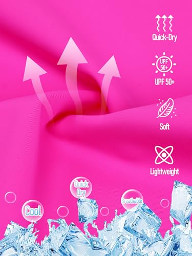 UPF 50+ Long-Sleeve Rashguard Swim Shirt - Pink & Hot Pink, 2T