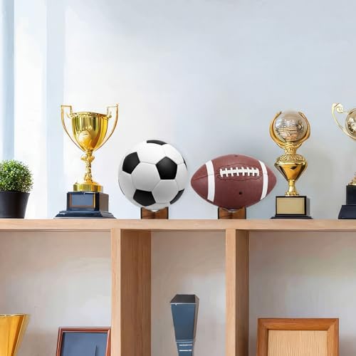 Walnut Ball Display Stand Rack - Set of 2 for Sports Balls