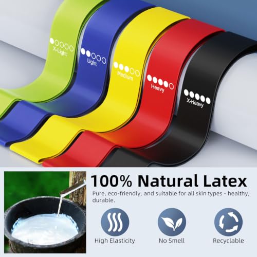 5-Piece Resistance Loop Exercise Band Set for Strength Training - Colorful