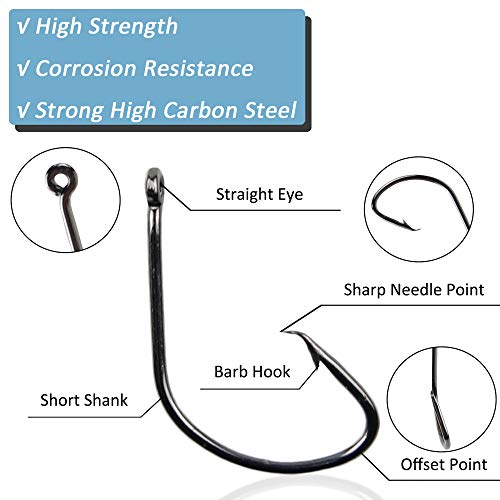 High Carbon Steel Circle Fishing Hooks - #6, 100pcs