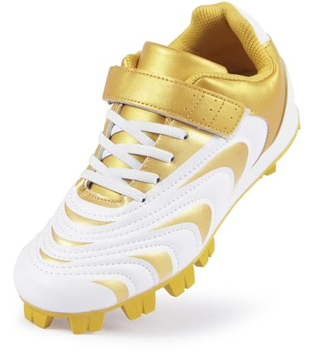 CAMVAVSR Unisex Kids Baseball Cleats 13 Little Kid Gold Softball Shoes