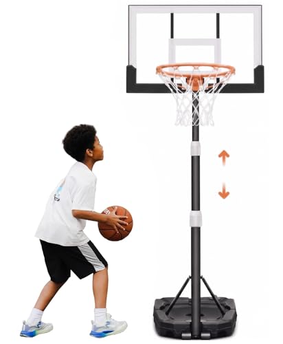Kids Basketball Hoop - Adjustable 3.2-7.2FT with 29 Inch Backboard - White