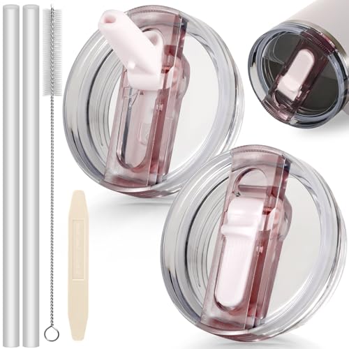40 oz Replacement Flip Straw Lid for Stanley Quencher Tumbler - 2 Pack, Leakproof & BPA Free