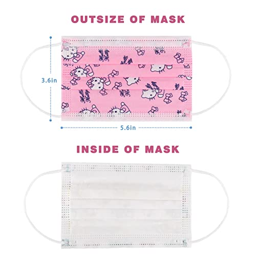 50PCS Kids Face Mask Safty Breathable Fabric for Girls and Boys