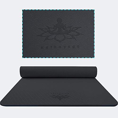 Extra Thick TPE Yoga Mat - 72" x 32" x 1/2" - Eco-Friendly - Black
