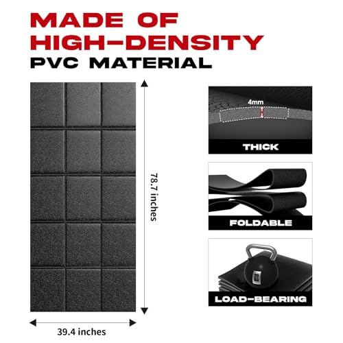Non-Slip Treadmill Mat - 79" x 39" Shock Absorbing Floor Protector