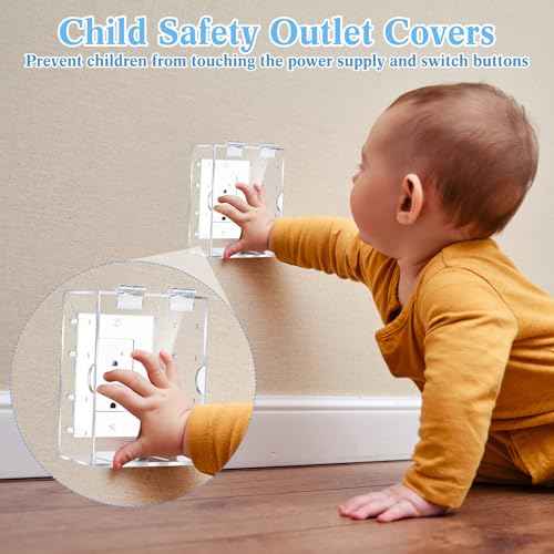2 Pcs Safety Outlet Cover Box Clear Lock Box with Key Covers for Electrical Outlets, Provides Space Inside for Plugs, Proof Socket Covers Ease Operation