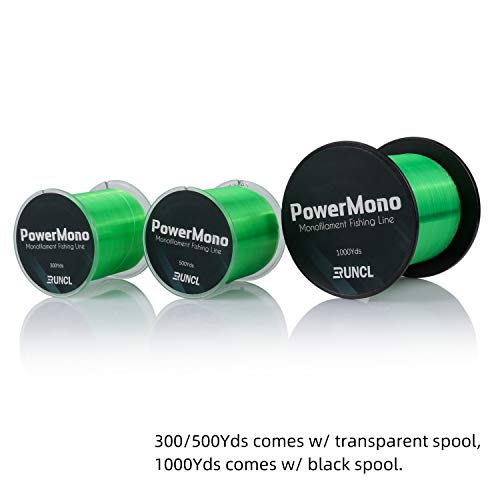 RUNCL PowerMono Fishing Line 8LB 1000Yds Green Monofilament Shock Absorbing