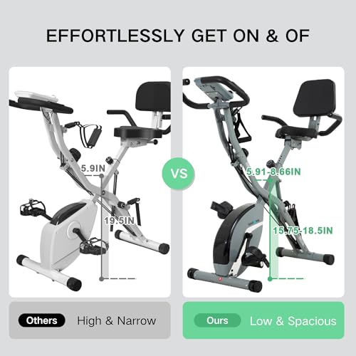 5-in-1 Foldable Indoor Exercise Bike with Backrest - Full Grey