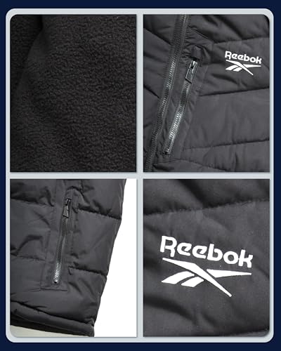 Reebok Men's Winter Puffer Jacket Small Black Insulated Hooded Coat